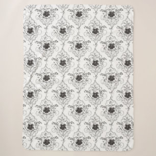 Cobertor Sherpa Flores de Renda Falsa Preto Branco