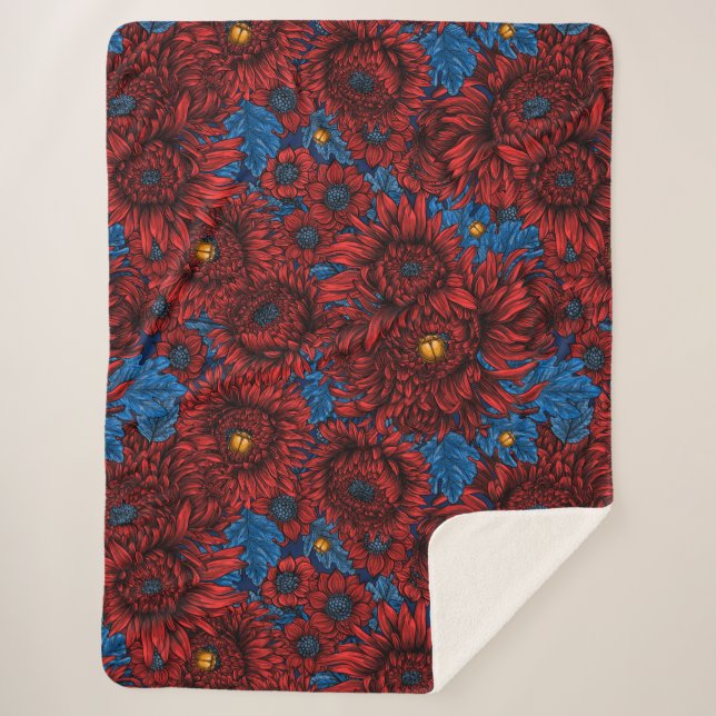 Cobertor Sherpa Flores e besouros rola-rosa (Frente)