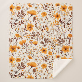 Cobertor Sherpa Flores E Folhas De outono De Cores De Água