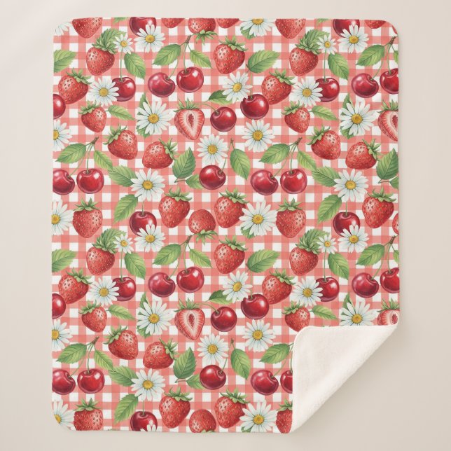 Cobertor Sherpa Flores e Frutas (Frente)