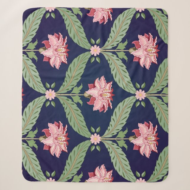 Cobertor Sherpa Flores Fantásticas: Motifs Indianos Escuros (Frente)