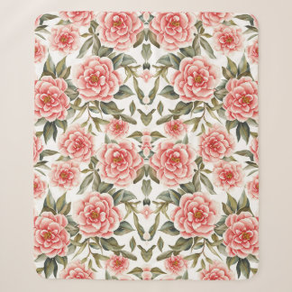Cobertor Sherpa Flores Florais de Camellia