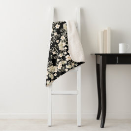 Cobertor Sherpa Flores Florais Flores Selvagens Folhas Deixam Fund