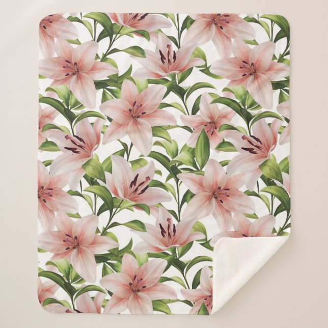 Cobertor Sherpa Flores Lily. Padrão floral (Frente)