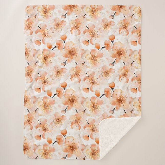 Cobertor Sherpa Flores Orange Believe (Frente)