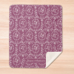 Cobertor Sherpa Flores Rococó Antigas Padrão Floral Personalizado