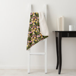 Cobertor Sherpa Flores rosa e amarelas Sherpa Blanket