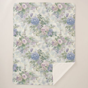 Cobertor Sherpa Flores Rosa Roxo Românticas