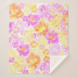 Cobertor Sherpa Flores Sanguíneas Shibori Floral Tie Dye Patterno