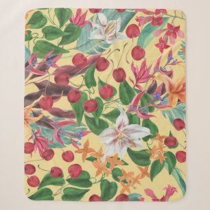 Cobertor Sherpa Flores Tropicais Cereja: Patte Sem Costura De Aqua