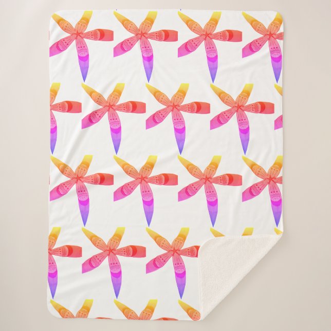 Cobertor Sherpa flores trópicas gradativas (Frente)