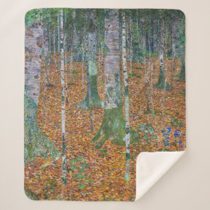 Cobertor Sherpa Floresta de Birch Gustav Klimt