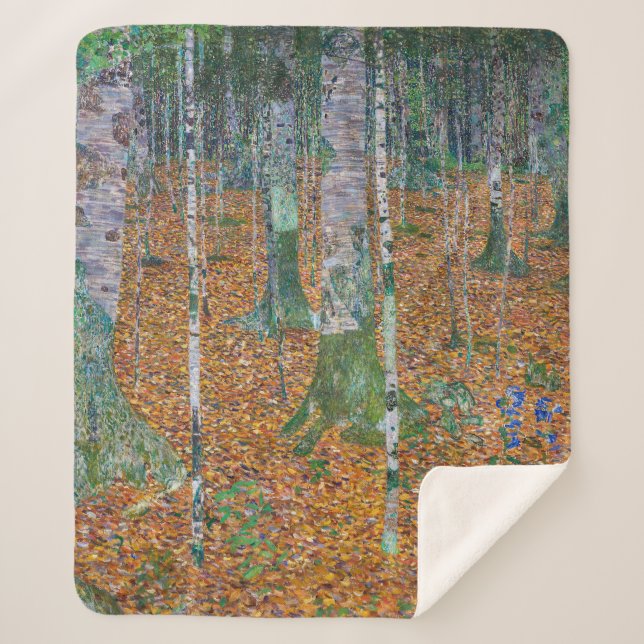 Cobertor Sherpa Floresta de Birch | Gustav Klimt | (Frente)