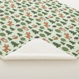 Cobertor Sherpa Floresta Natural Amigos Bebês Árvores