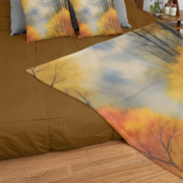 Cobertor Sherpa Floresta Russa do outono - Cair Aquarela