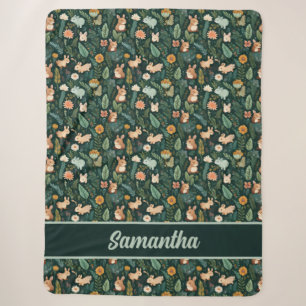 Cobertor Sherpa Floresta Verde Personalizada com Animais Vibrantes