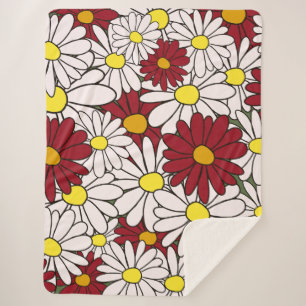 Cobertor Sherpa Florim vermelho branco das margaridas