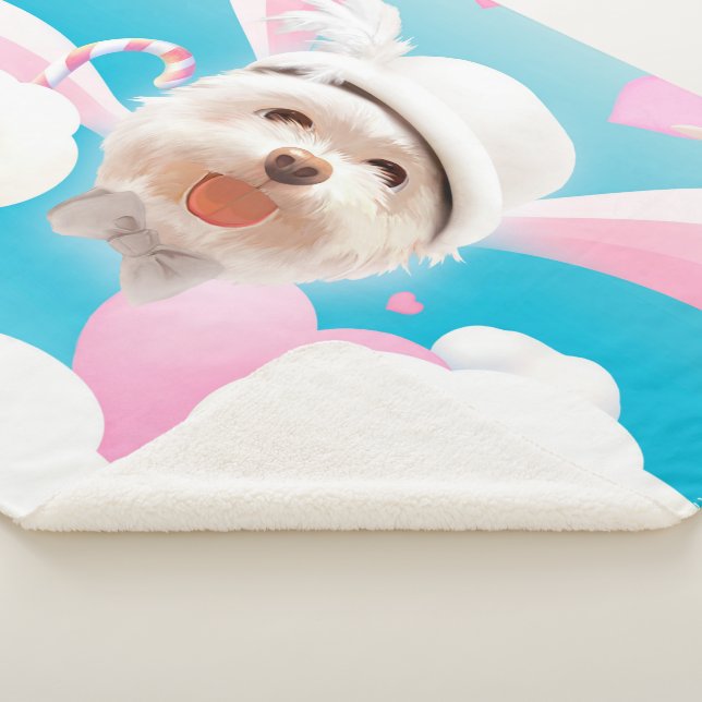 Cobertor Sherpa Fluffy Dog com White Hat (3/4)