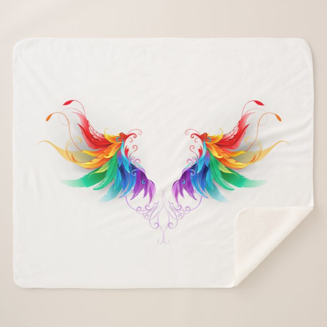 Cobertor Sherpa Fluffy Rainbow Wings (Frente (Horizontal))