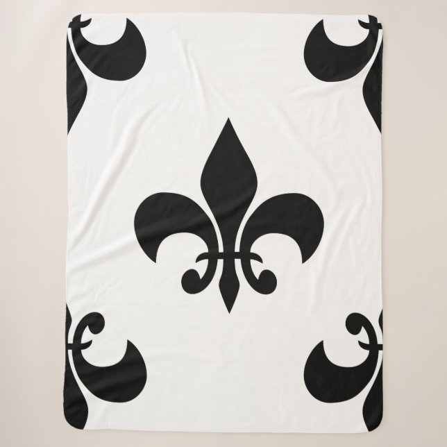 Cobertor Sherpa Flur de lis preto (Frente)
