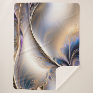 Cobertor Sherpa Fluxo Dourado - Arte Fluida Abstrata Azul e Dourad