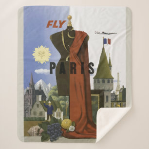 Cobertor Sherpa Fly Paris France Viagens vintage