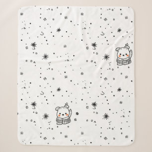 Cobertor Sherpa Fofa Floco de Neve de Urso Polar de Inverno