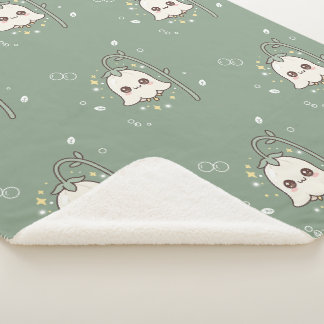 Cobertor Sherpa Fofa Kawaii Lírio do Vale Verde Sage