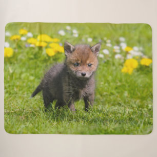 Cobertor Sherpa Fofo Floffy Red Fox Kit Cub Animais Selvagens Bebê