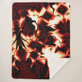 Cobertor Sherpa Fogo esculpida sobre fundo vermelho mais escuro