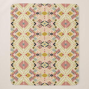 Cobertor Sherpa Folclore geométrico de Ikat, cor damasco oriental.