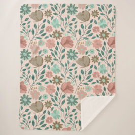 Cobertor Sherpa Folha de cor rosa verde-castanho