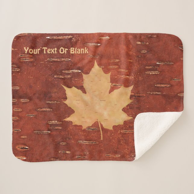 Cobertor Sherpa Folha de Maple no Latido de Birch Interior (Frente (Horizontal))