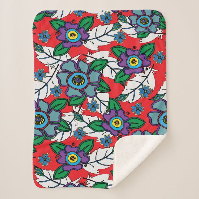 Cobertor Sherpa Folha Vermelha Lança (Frente)