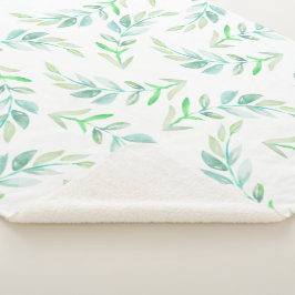 Cobertor Sherpa Folhagem de Elegante Watercolor Greenery