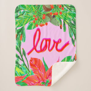 Cobertor Sherpa Folhagem de Natal - Amor