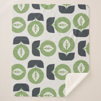Cobertor Sherpa Folhas de Abstrato retrô: Estilo de Vintagem sem c