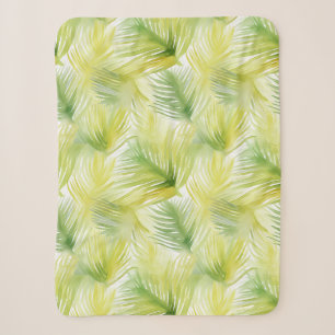 Cobertor Sherpa Folhas de Aquarela Tropicais