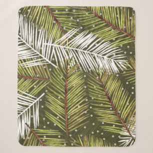 Cobertor Sherpa Folhas de Aquarela Verde: Ilustração Invisível