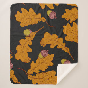 Cobertor Sherpa Folhas de carvalho, bolotas, padrão de outono