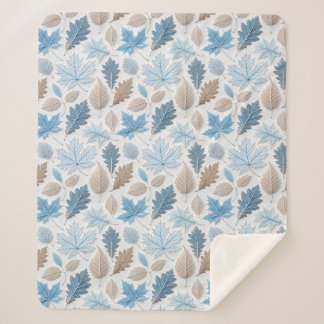 Cobertor Sherpa Folhas de inverno revestidas em geadas delicadas