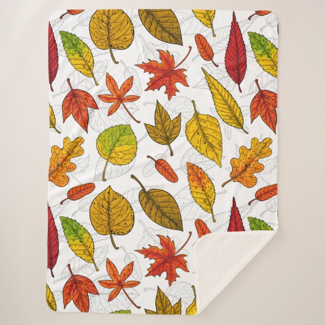 Cobertor Sherpa Folhas de outono em branco (Frente)