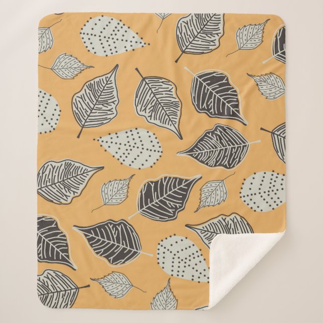 Cobertor Sherpa Folhas de outono, padrão de colheita sem descontin (Frente)