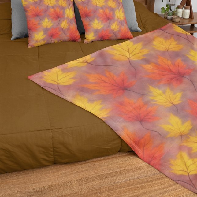 Cobertor Sherpa Folhas de Quebra de Aquarela Russa - Folhagem de o (Criador carregado)