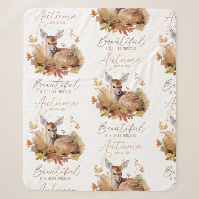 Cobertor Sherpa Folhas de queda e flores (Frente)