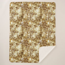 Cobertor Sherpa FOLHAS DE UVAS Douradas