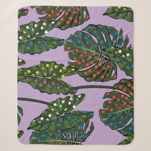 Cobertor Sherpa Folhas tropicais: bolinhas de colheita.
