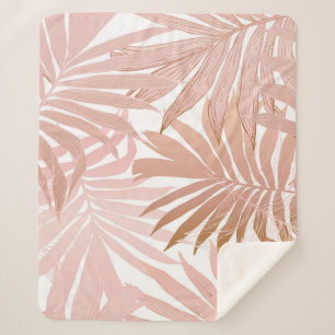 Cobertor Sherpa Folhas tropicais: padrão de gradiente brilhante.