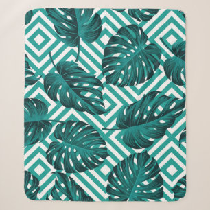 Cobertor Sherpa Folhas Tropicais: Padrão Invisível Floral.