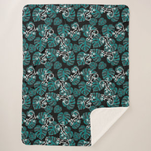 Cobertor Sherpa Folhas Verdes E Salamandras Sem Costura
